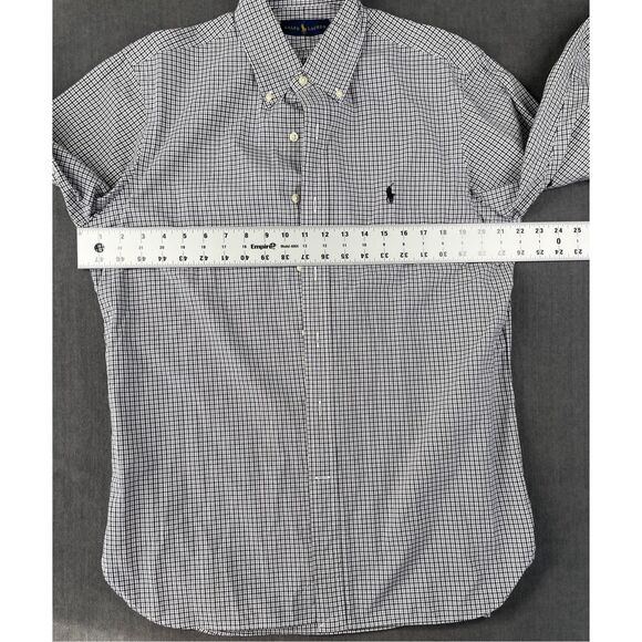 Ralph Lauren Button‎ Down Shirt Mens L 15.5 39 Navy White Plaid Long Sleeve - Picture 4 of 7